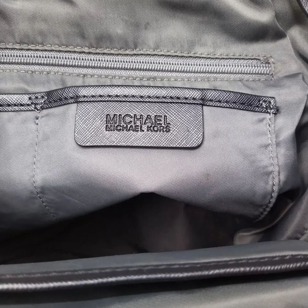 Michael Kors Kieran Dark Gray Nylon Quilted Pockets Drawstring Backpack